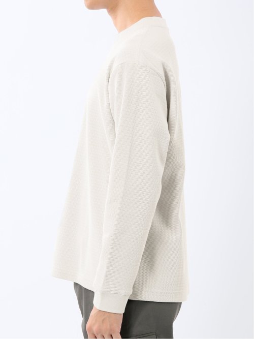 ウェーブジャガード クルーネック長袖Tシャツ