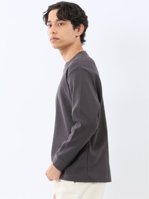 ウェーブジャガード クルーネック長袖Tシャツ