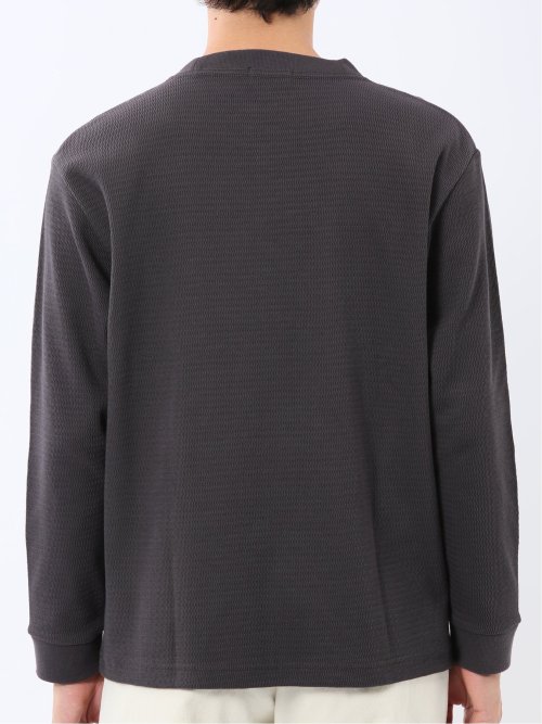 ウェーブジャガード クルーネック長袖Tシャツ