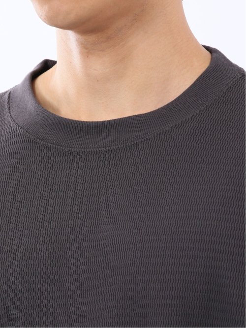 ウェーブジャガード クルーネック長袖Tシャツ