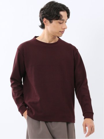 ウェーブジャガード クルーネック長袖Tシャツ