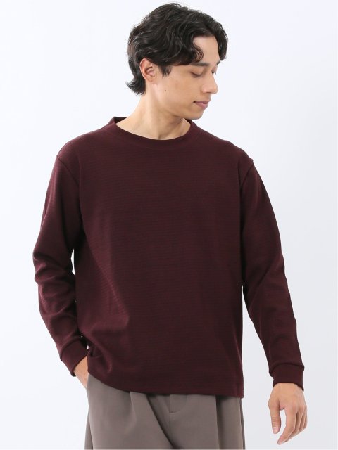 ウェーブジャガード クルーネック長袖Tシャツ