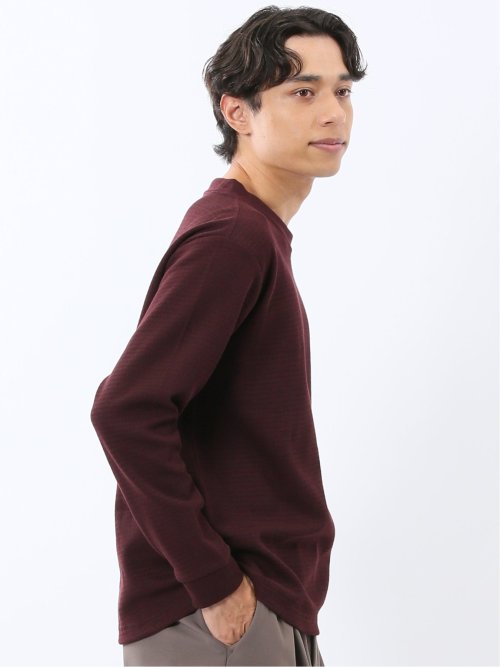 ウェーブジャガード クルーネック長袖Tシャツ