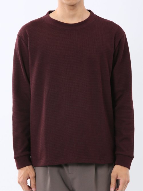 ウェーブジャガード クルーネック長袖Tシャツ