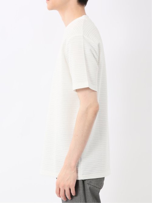 ピンタックボーダー クルーネック半袖Tシャツ