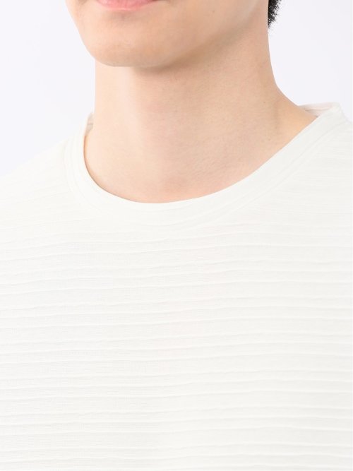 ピンタックボーダー クルーネック半袖Tシャツ