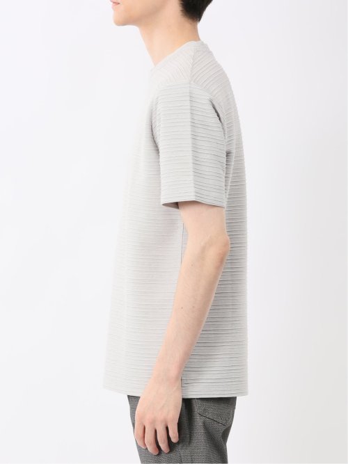 ピンタックボーダー クルーネック半袖Tシャツ