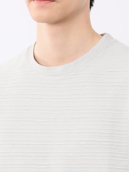 ピンタックボーダー クルーネック半袖Tシャツ