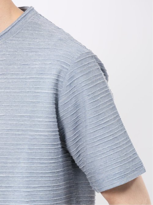 ピンタックボーダー クルーネック半袖Tシャツ