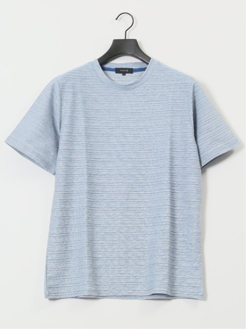 ピンタックボーダー クルーネック半袖Tシャツ