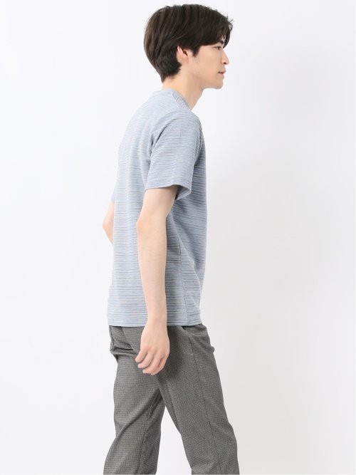 ピンタックボーダー クルーネック半袖Tシャツ