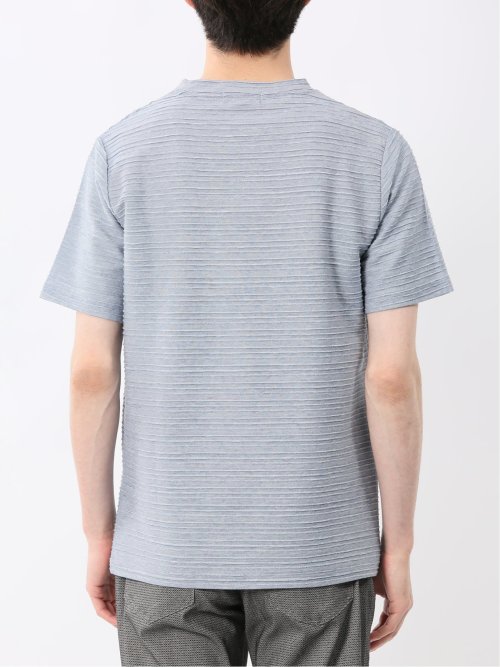 ピンタックボーダー クルーネック半袖Tシャツ