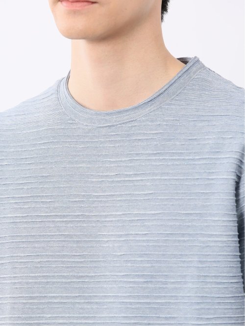 ピンタックボーダー クルーネック半袖Tシャツ