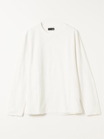 Tシャツ メンズ 長袖 クルーネック 幾何学 ジオメトリック リンクス ジャガード