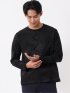 Tシャツ メンズ 長袖 クルーネック 幾何学 ジオメトリック リンクス ジャガード