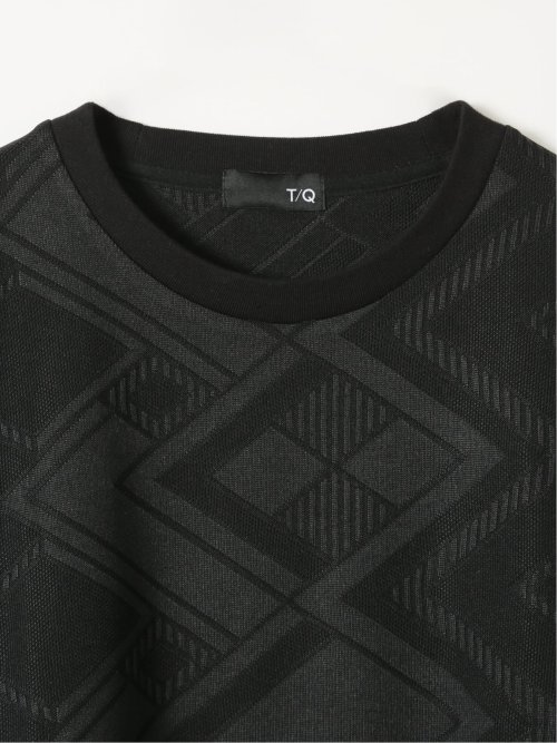 Tシャツ メンズ 長袖 クルーネック 幾何学 ジオメトリック リンクス ジャガード