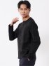 Tシャツ メンズ 長袖 クルーネック 幾何学 ジオメトリック リンクス ジャガード