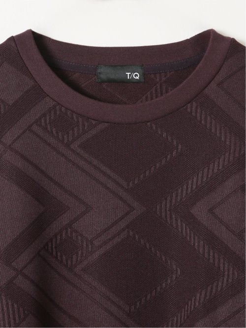 Tシャツ メンズ 長袖 クルーネック 幾何学 ジオメトリック リンクス ジャガード