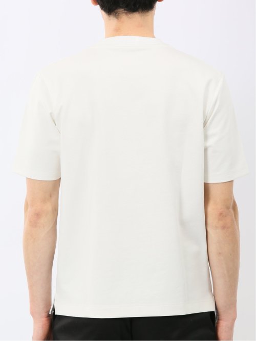 前身 ニット ボーダー 切替 クルーネック 半袖 Tシャツ