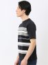 前身 ニット ボーダー 切替 クルーネック 半袖 Tシャツ