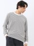 マルチボーダー クルーネック長袖Tシャツ