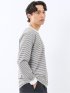マルチボーダー クルーネック長袖Tシャツ