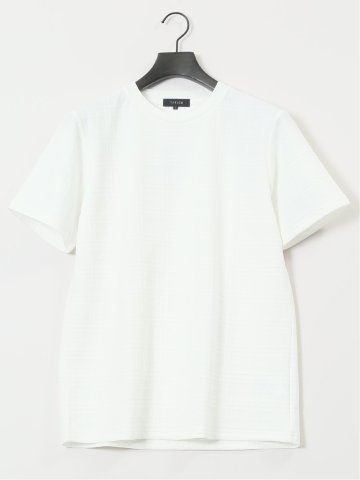 ふくれチェックジャガード クルーネック半袖Tシャツ