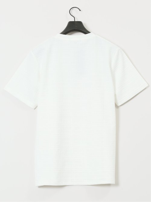 ふくれチェックジャガード クルーネック半袖Tシャツ