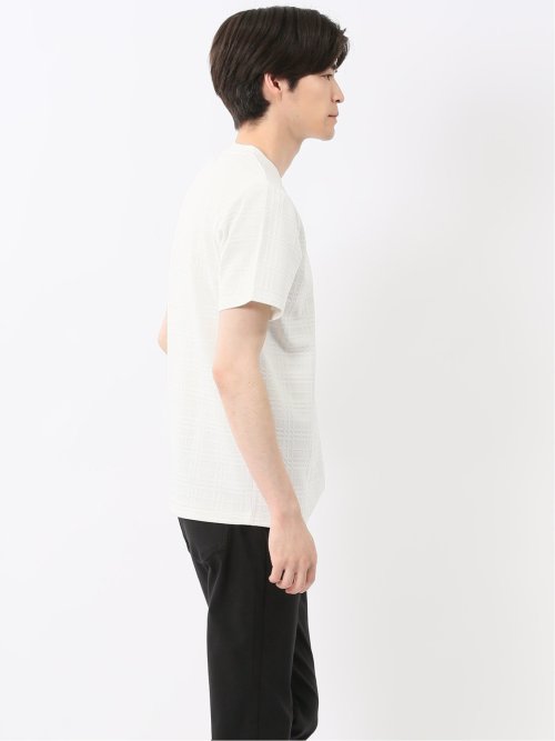 ふくれチェックジャガード クルーネック半袖Tシャツ