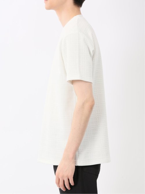 ふくれチェックジャガード クルーネック半袖Tシャツ