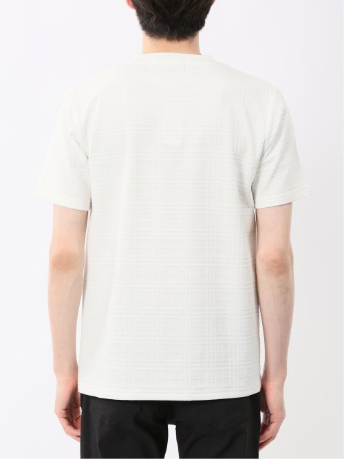 ふくれチェックジャガード クルーネック半袖Tシャツ