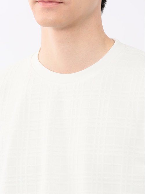 ふくれチェックジャガード クルーネック半袖Tシャツ