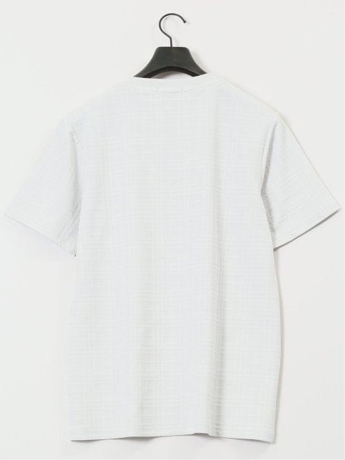 ふくれチェックジャガード クルーネック半袖Tシャツ