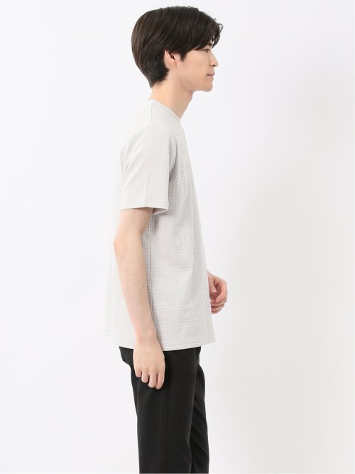 ふくれチェックジャガード クルーネック半袖Tシャツ