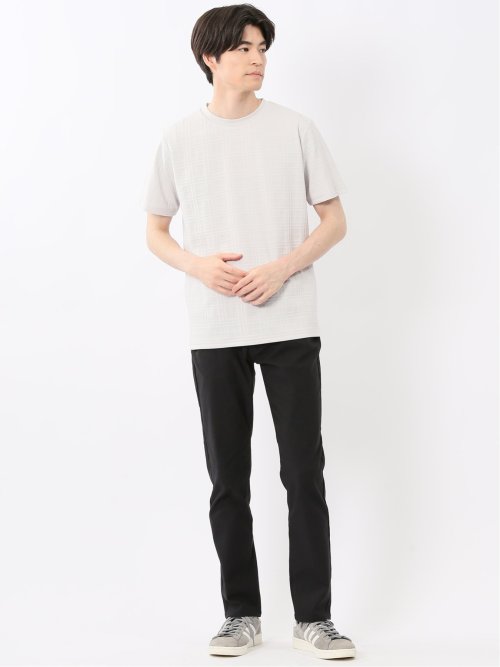 ふくれチェックジャガード クルーネック半袖Tシャツ