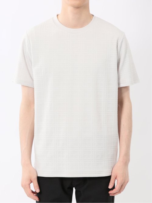 ふくれチェックジャガード クルーネック半袖Tシャツ