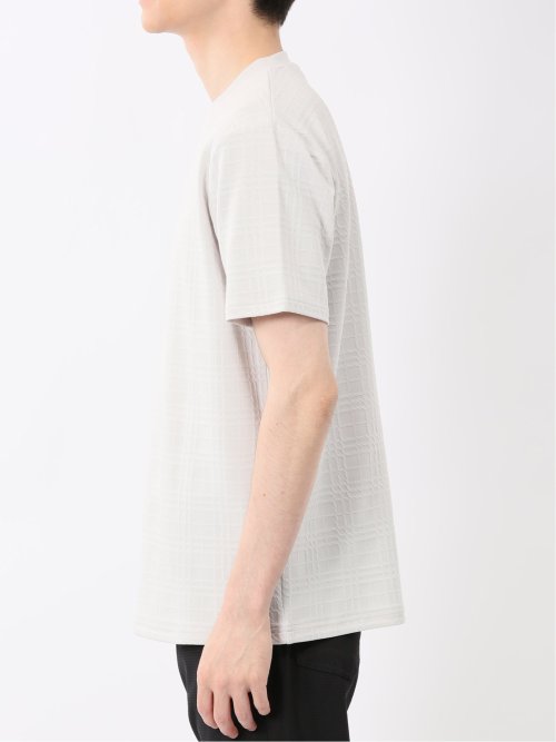 ふくれチェックジャガード クルーネック半袖Tシャツ