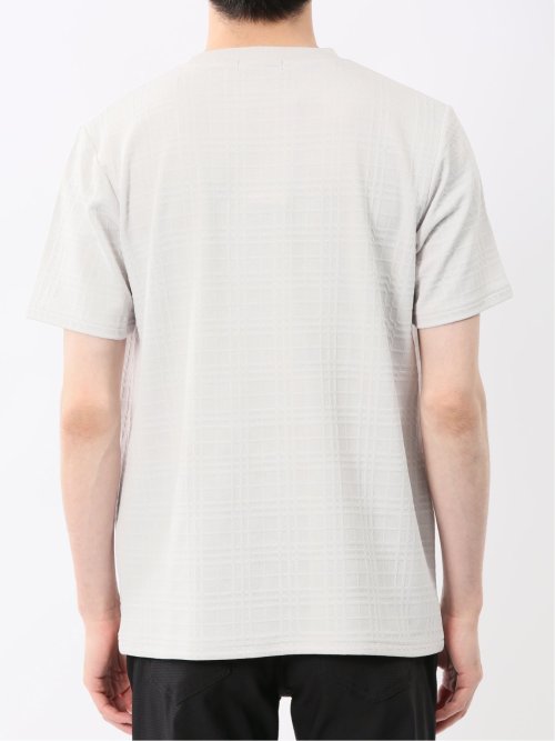 ふくれチェックジャガード クルーネック半袖Tシャツ