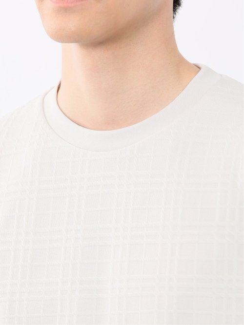 ふくれチェックジャガード クルーネック半袖Tシャツ