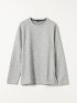 Tシャツ メンズ 長袖 クルーネック 綿混 ワッフル ジャガード