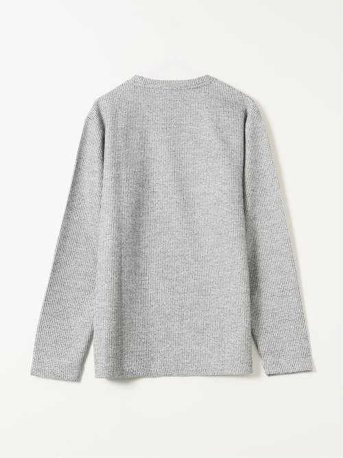 Tシャツ メンズ 長袖 クルーネック 綿混 ワッフル ジャガード