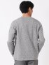 Tシャツ メンズ 長袖 クルーネック 綿混 ワッフル ジャガード