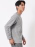 Tシャツ メンズ 長袖 クルーネック 綿混 ワッフル ジャガード