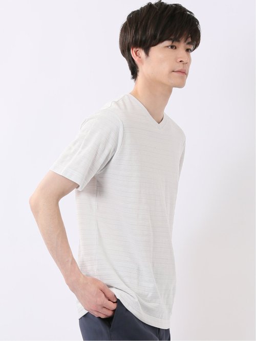 ポップコーン ボーダー Vネック 半袖 Tシャツ