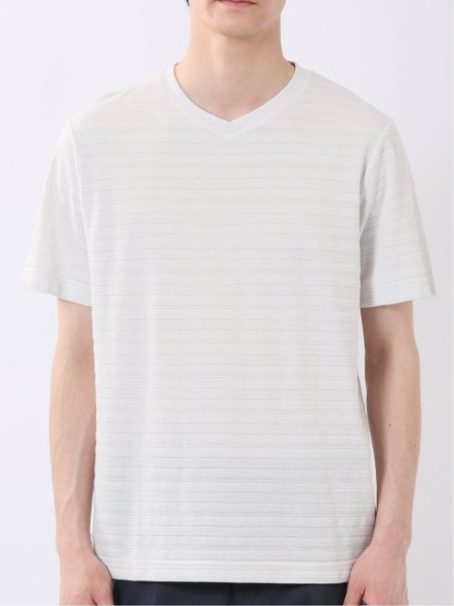 ポップコーン ボーダー Vネック 半袖 Tシャツ