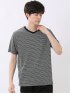 ポップコーン ボーダー Vネック 半袖 Tシャツ