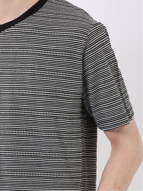 ポップコーン ボーダー Vネック 半袖 Tシャツ