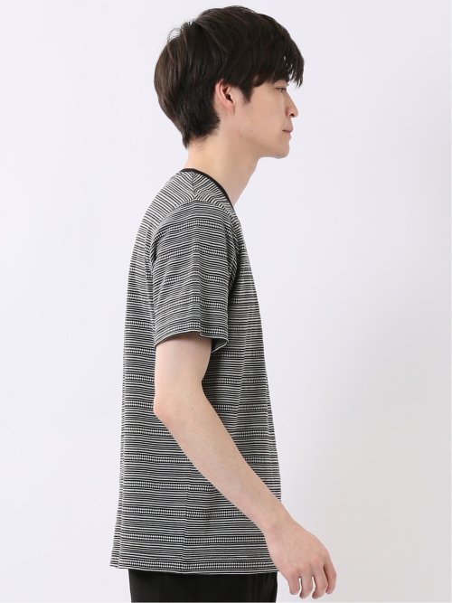 ポップコーン ボーダー Vネック 半袖 Tシャツ