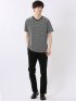 ポップコーン ボーダー Vネック 半袖 Tシャツ