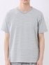 ポップコーン ボーダー Vネック 半袖 Tシャツ